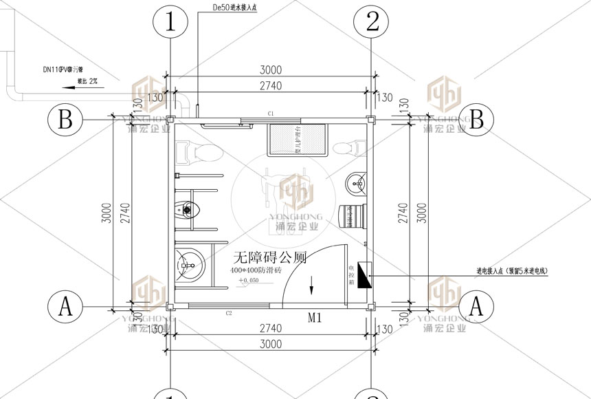 無障礙公廁平面圖